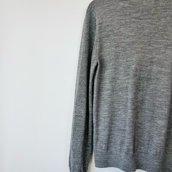 Joseph Silver Grey Glitter Sparkle Wool Blend Knit Long Sleeve Polo Shirt UK M - Picture 11 of 13